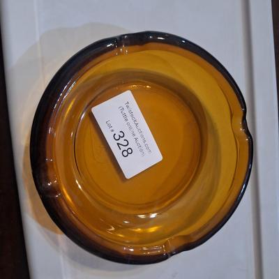 Sale Photo Thumbnail #1369: vintage MCM amber glass ashtray