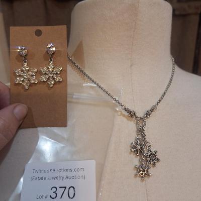 Sale Photo Thumbnail #1408: Brighton "let it snow" necklace and earrings set