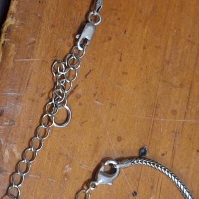 Sale Photo Thumbnail #1550: we are not sure what type of stone this is, the chain is marked 925, could not find a mark on the  pendant ,  please look over photos it also has a necklace extender which has no marking