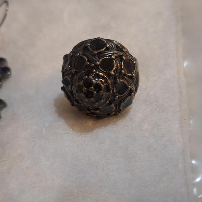 Sale Photo Thumbnail #1594: dangle earrings and a matching or similar ring with split band to fit most sizes.