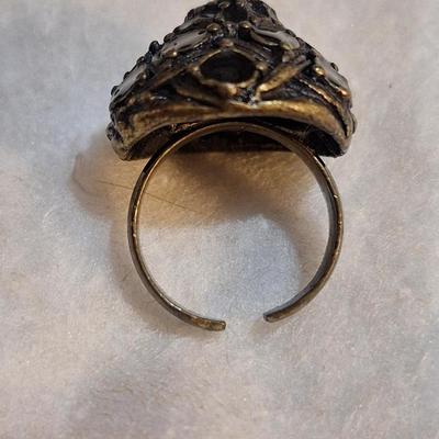 Sale Photo Thumbnail #1596: dangle earrings and a matching or similar ring with split band to fit most sizes.