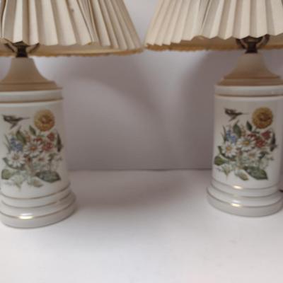 Pair of Painted Ceramic Table Top Lamps with Shades- Approx 21 1/2" Tall