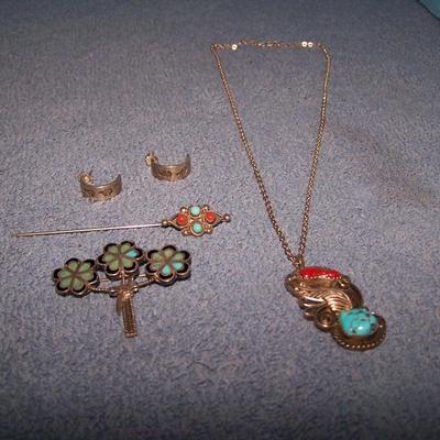 LOT 20 GREAT VINTAGE NATIVE AMERICAN JEWELRY SOME MARKED
