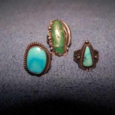 LOT 21 GREAT VINTAGE NATIVE AMERICAN JEWELRY-STERLING/TURQUOISE