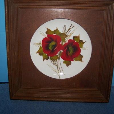 LOT 37 GREAT VINTAGE MCM HAND PAINTED PLATES IN FRAMES--CALIFORNIA