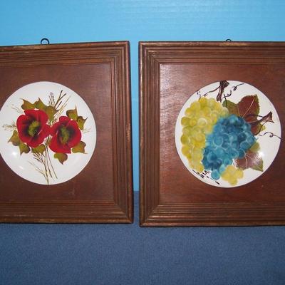 LOT 37 GREAT VINTAGE MCM HAND PAINTED PLATES IN FRAMES--CALIFORNIA