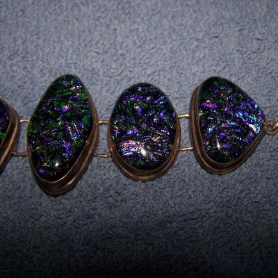 LOT 43 GORGEOUS LARGE STERLING & DICROHIC BRACELET