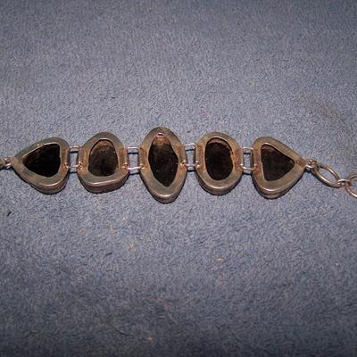 LOT 43 GORGEOUS LARGE STERLING & DICROHIC BRACELET