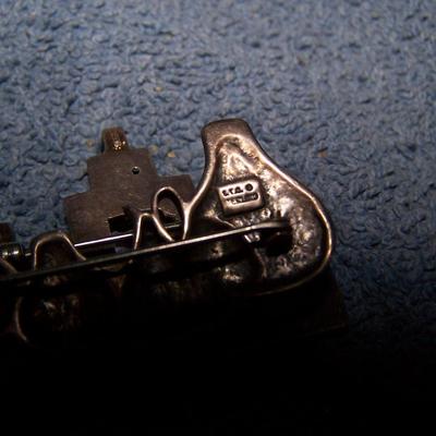 LOT 44 WONDERFUL STERLING NATIVE AMERICAN PINS-- POTS WITH TURQUOISE & PUEBLO