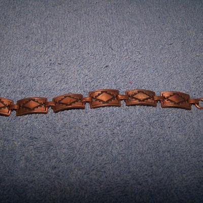 LOT 53 GREAT VINTAGE COPPER & ENAMEL BRACELETS