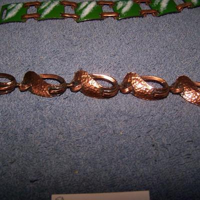 LOT 53 GREAT VINTAGE COPPER & ENAMEL BRACELETS