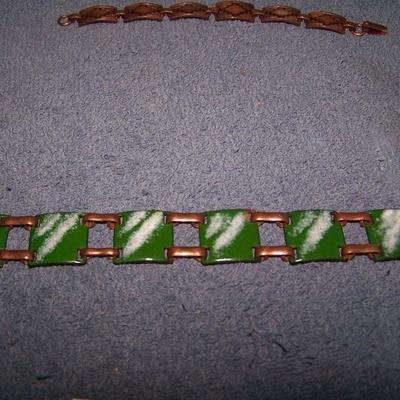 LOT 53 GREAT VINTAGE COPPER & ENAMEL BRACELETS