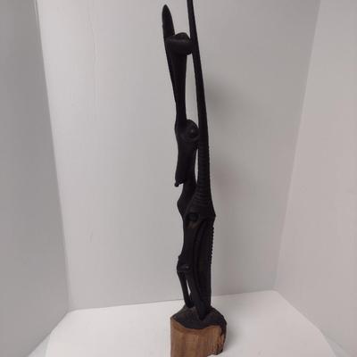 Hand Carved Wooden African Tribal Sculpture- Approx 34 1/2" Tall