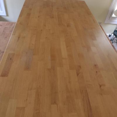 Butcher Block Top Farmhouse Table with Bench Seats- Approx 72" Long