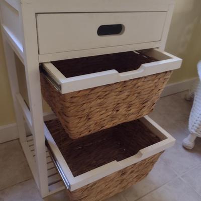 Accent Table with Woven Basket Storage