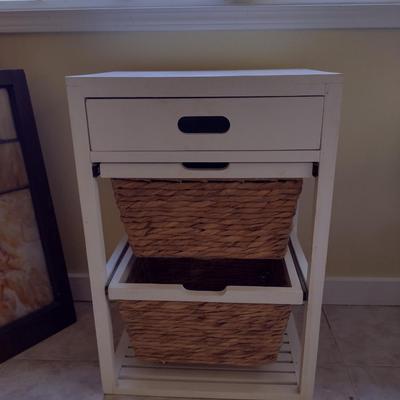 Accent Table with Woven Basket Storage