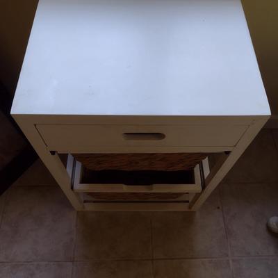 Accent Table with Woven Basket Storage