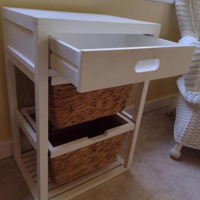 Accent Table with Woven Basket Storage