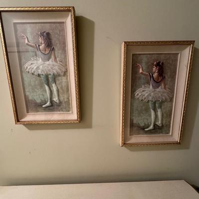 Pair of Vintage Ballerina Framed Prints
