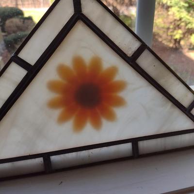 Four Triangular Stained Glass Suncatchers- Each Approx 14 1/2" x 7 3/4"