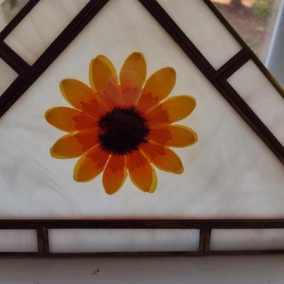 Four Triangular Stained Glass Suncatchers- Each Approx 14 1/2" x 7 3/4"