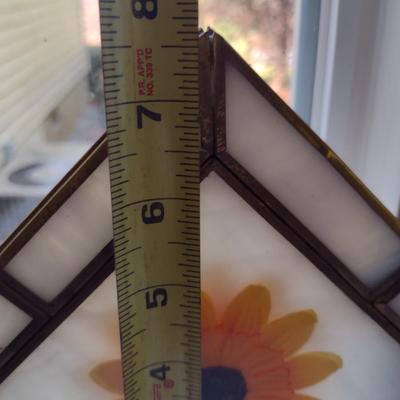 Four Triangular Stained Glass Suncatchers- Each Approx 14 1/2" x 7 3/4"