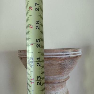 Pair of Tall, Carved Wooden Candle Holders- Approx 24 1/2" Tall