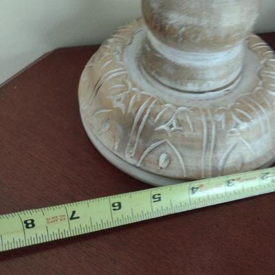 Pair of Tall, Carved Wooden Candle Holders- Approx 24 1/2" Tall