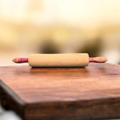 Sale Photo Thumbnail #34: Vintage 17" Hard Wood Rolling Pine With Red Wooden Handles  Choice #2