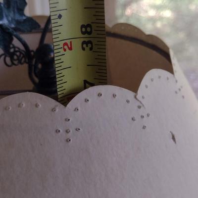 Metal Bird Cage Design Lamp with Pierced Ivy Theme Paper Shade- Approx 37" Tall