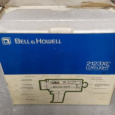 Sale Photo Thumbnail #242: Bell and Howell 2123 XL super 8 movie camera in original box. Fits large flat rate box