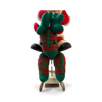 Sale Photo Thumbnail #8: Vintage Santa's Best Animated Mickey Mouse Santa on a Rocking Horse.  Working.  approximately 35" tall