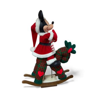 Sale Photo Thumbnail #11: Vintage Santa's Best Animated Mickey Mouse Santa on a Rocking Horse.  Working.  approximately 35" tall
