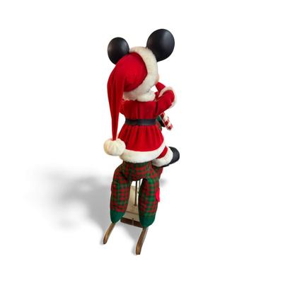 Sale Photo Thumbnail #7: Vintage Santa's Best Animated Mickey Mouse Santa on a Rocking Horse.  Working.  approximately 35" tall