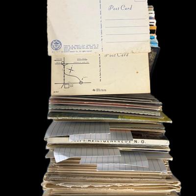 Sale Photo Thumbnail #821: Includes hundreds of postcards. Some are used, with vintage stamps. [CS]