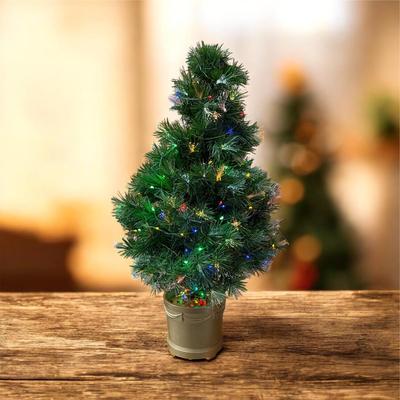 Sale Photo Thumbnail #15: Tabletop Artificial Christmas tree with fiber optic and LED lights   Approximately 30" Tall  Working.