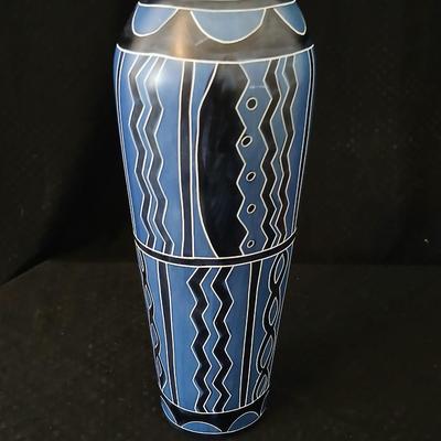 African soapstone tribal vase with ceramic leaf - handcrafted wooden candle holder and a unique piece of burl wood