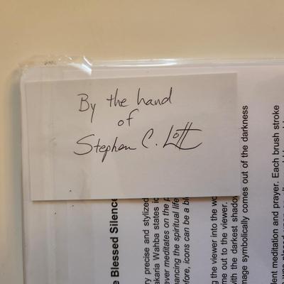 Sale Photo Thumbnail #349: This auction lot is for a Modern Icon print. This print is of the Blessed Silence.  Included with this print is a strong mounting board and a complete explanation of the icon.  Also included is a signed business card by the artist.