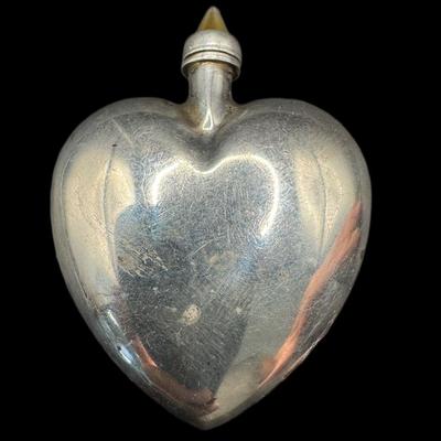 Sale Photo Thumbnail #844: **WIRE TRANSFER IS REQUIRED IF SHIPPED.** [22.20g] Includes a vintage heart perfume bottle, and a floating heart ankle bracelet. Total of two pieces. Age related wear. Silver content confirmed using Niton XRF precious metals analyzer. **ALL PRECIOUS METAL