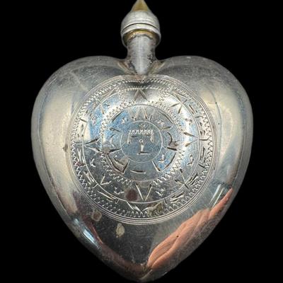 Sale Photo Thumbnail #843: **WIRE TRANSFER IS REQUIRED IF SHIPPED.** [22.20g] Includes a vintage heart perfume bottle, and a floating heart ankle bracelet. Total of two pieces. Age related wear. Silver content confirmed using Niton XRF precious metals analyzer. **ALL PRECIOUS METAL