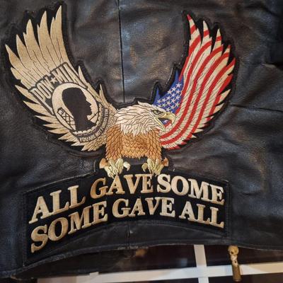 Sale Photo Thumbnail #1619: authentic military leather jacket from an estate of retired Air Force Veteran. Y ou'll find these on ebay for $200+   it has been worn a lot and there are some damage to the non leather areas like the cuffs and waist but overall it is a great vintage find