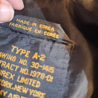 Sale Photo Thumbnail #1614: authentic military leather jacket from an estate of retired Air Force Veteran. Y ou'll find these on ebay for $200+   it has been worn a lot and there are some damage to the non leather areas like the cuffs and waist but overall it is a great vintage find