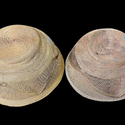 Sale Photo Thumbnail #866: Two pieces. These reticulated, or woven, copper baskets have a light patina. There is age related wear. Measurement: 3”H x 7” Diameter (each), [CS]