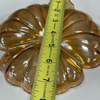 Marigold clover dish and clear glass