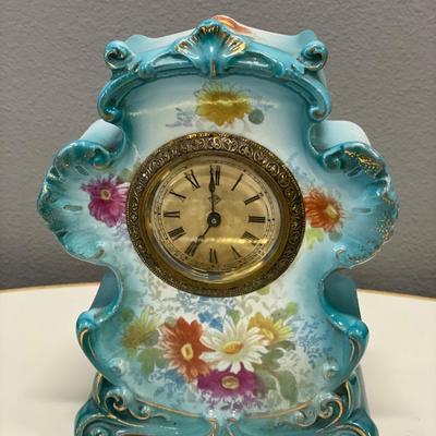 antique Ansonia Royal Bonn porcelain mantel clock