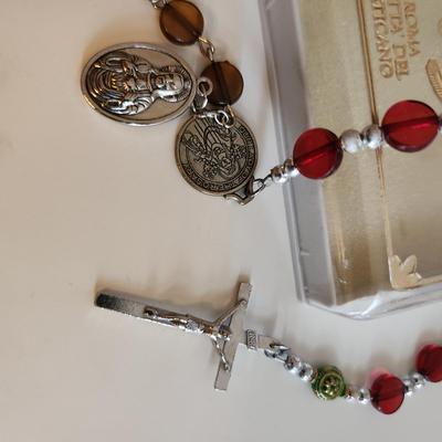 Sale Photo Thumbnail #392: This auction lot is for Two Prayer Chaplets with Case. These small cross and beads are great for pockets as they aren't heavy and don't take much room.  Used to say portions of the rosary.