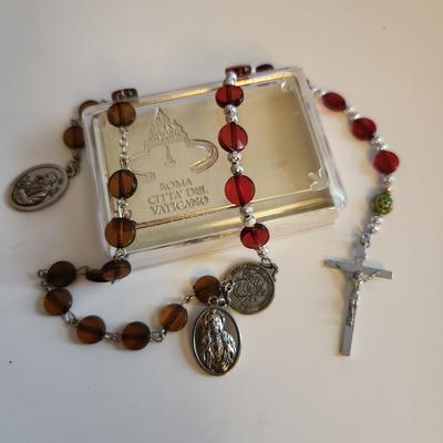 Sale Photo Thumbnail #390: This auction lot is for Two Prayer Chaplets with Case. These small cross and beads are great for pockets as they aren't heavy and don't take much room.  Used to say portions of the rosary.