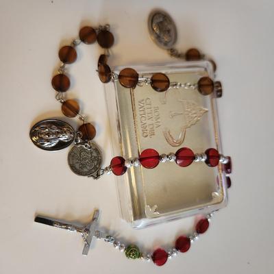 Sale Photo Thumbnail #391: This auction lot is for Two Prayer Chaplets with Case. These small cross and beads are great for pockets as they aren't heavy and don't take much room.  Used to say portions of the rosary.