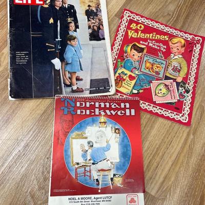Vintage Vday cards, Life magazine and Calendar