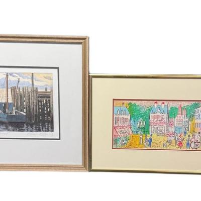 Sale Photo Thumbnail #897: Includes a signed and numbered Charles Gabriel lithograph, and a signed artist proof etching by Carol Collette. Total of two pieces. Measurement of largest: 16”L. [CS]